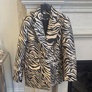 Banana Republic Black and Cream Zebra Blazer